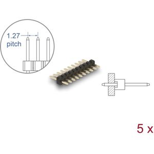 Delock Pin header 10 pin, pitch 1.27 mm, 1-row, straight, 5 pieces