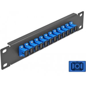 Delock - 10 Inch Glasvezel Patch Panel - 12 Poort SC Simplex - Blauw - Metaal - 1U
