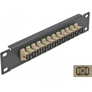 Delock - 10 Inch - Patchpanel - Beige - 12 Poorten SC Simplex, Keramische Behuizing, Stofbeschermkap, 1 HE