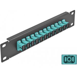 Delock - Glasvezel Patch Panel - 12 Poorten SC Simplex - Aqua - Metaal - Zwart