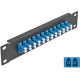 Delock - Patch Panel - 10 Inch - 12 Poorten - LC Duplex - Blauw - Zwart