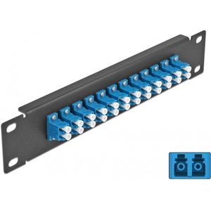 Delock - Patch Panel - 10 Inch - 12 Poorten - LC Duplex - Blauw - Zwart