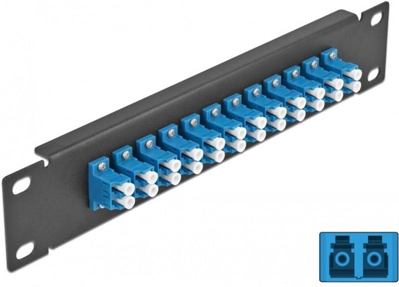 Delock - Patch Panel - 10 Inch - 12 Poorten - LC Duplex - Blauw - Zwart