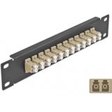 Delock - Patch Panel - 10 Inch - 12 Poort - LC Duplex - Beige - Zwart