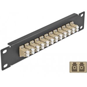 Delock - Patch Panel - 10 Inch - 12 Poort - LC Duplex - Beige - Zwart