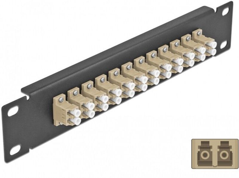 Delock - Patch Panel - 10 Inch - 12 Poort - LC Duplex - Beige - Zwart