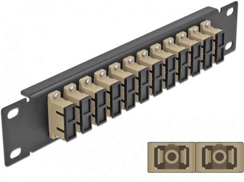 Delock - 10 Inch - Glasvezel Patch Panel - Beige - 12 Poorten SC Duplex