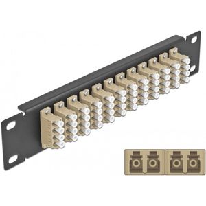 Delock - 10 Inch - Patch Panel - Beige/Zwart - 12 Poorten met LC Quad Koppelingen