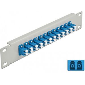 Delock - 10 Inch Glasvezel Patch Panel - 12 Poort LC Duplex - Blauw - Grijs