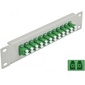 Delock - 10 Inch Glasvezel Patch Panel - Groen - 12 Poorten LC Duplex - 1U - Grijs