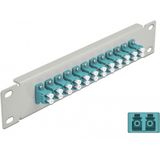Delock - 10 Inch Glasvezel Patch Panel - 12 Port LC Duplex - Aqua - Metaal - Grijs