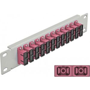 Delock - 10" LWL Patchpanel - 12 Poort SC Duplex - Paars - Voor multimode vezel OM4