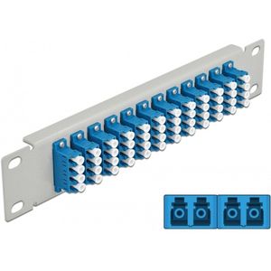 Delock - 10 Inch - Glasvezel Patch Panel - Grijs - 12 Ports met LC Quad Couplers
