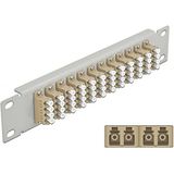 Delock - Patch Panel - 10 Inch - Beige - 12 Poorten LC Quad, Geschikt voor Multi-Mode Fiber OM1/OM2, Metaal Behuizing Grijs