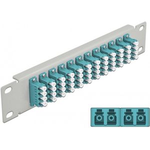 Delock - 10 Inch - Patch Panel - Grijs - 12 Poorten LC Quad, Metaal, Voor 10 Inch Netwerkkast