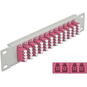 Delock - 10 Inch - Glasvezel Patch Panel - Violet - 12 Poorten LC Quad, 1U, Metaal, Grijs
