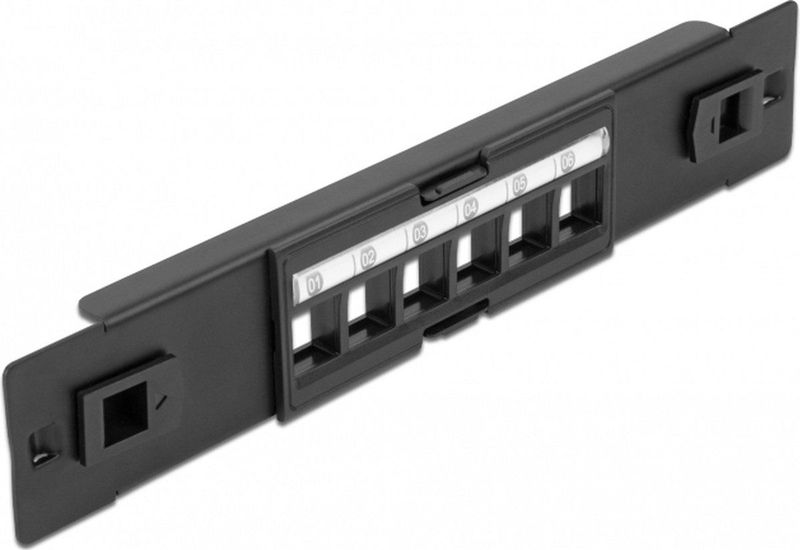 Delock - 10 Inch Patch Panel - Zwart - Voor 6 Keystone Modules - Toolfree - 1U