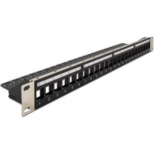 Delock - Patch Panel - Zwart - Metaal/Plastic - 24 Keystone-poorten
