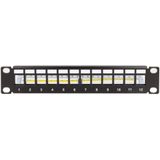 10 Keystone Patchpanel 12 Port Entl.schiene 1HE schw
