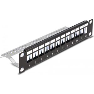 Delock 10″ Keystone Patchpanel 12 Port mit Entlastungsschiene 1 HE s