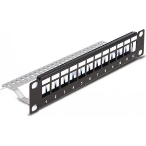 10 Keystone Patchpanel 12 Port Entl.schiene 1HE schw