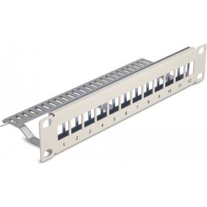 Delock - 10 Inch Patch Panel - Grijs - Voor 12 Keystone Modules - 1U