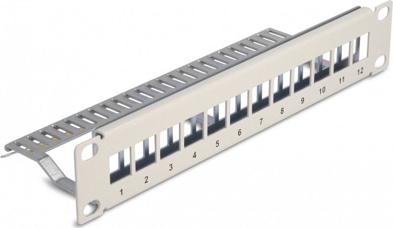 Delock - 10 Inch Patch Panel - Grijs - Voor 12 Keystone Modules - 1U