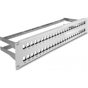 Delock - 19 Inch Patch Panel - Grijs - Voor 48 Keystone Modules - 2U - Met Kabelgeleiding