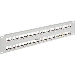 Delock 19 inch patch panel met kabelgeleiding | voor 48 Keystone modules | 2U | grijs