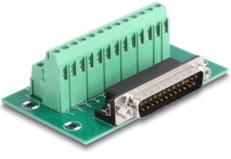 Delock - Terminalblokadapter - D-sub 25 Pin Mannelijk - Geschikt voor 24 tot 12 AWG