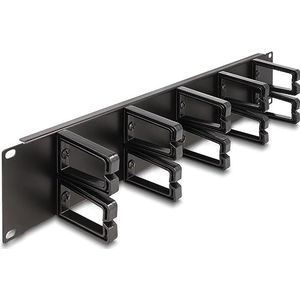 19 ″ kabelbeheerrouteringspaneel met 10 plastic haken 2U zwart