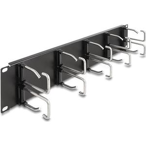 19 ″ kabelbeheerrouteringspaneel met 10 metalen haken 2U zwart