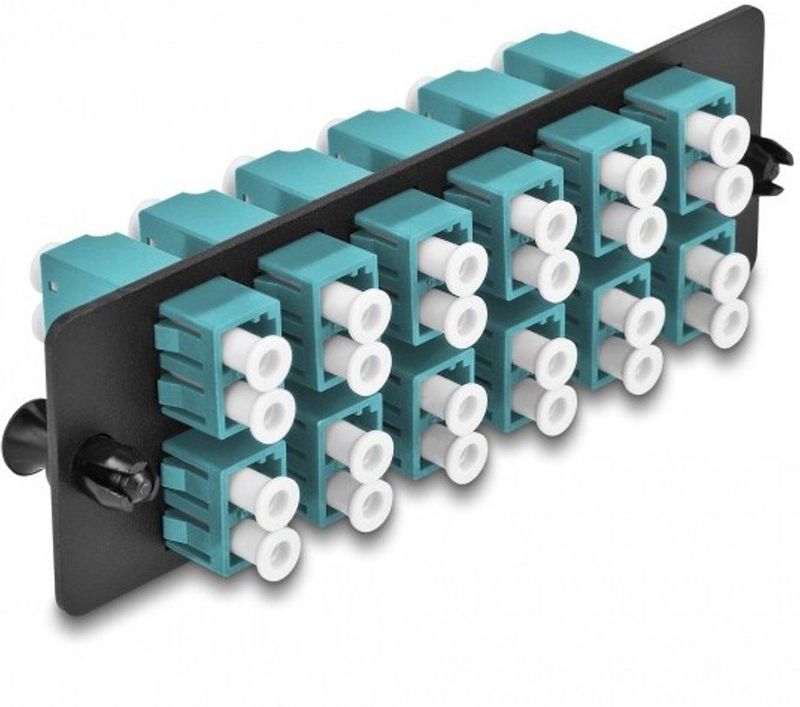 Glasvezeladapterpaneel LC duplex OM4 12 Port Aqua