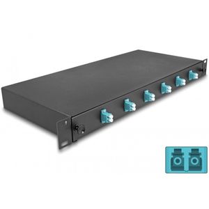 Delock 19″ Optical Fiber Splice Box 6 x LC Duplex OM3 1U complete assembled