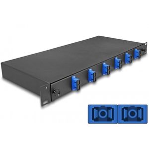 Delock 19″ Optical Fiber Splice Box 6 x SC Duplex OS2 1U complete assembled