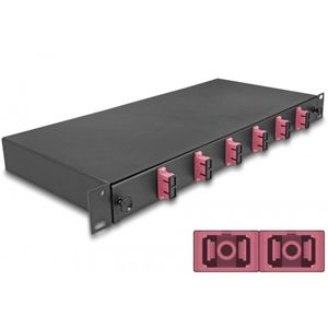 Delock 19″ Optical Fiber Splice Box 6 x SC Duplex OM4 1U complete assembled