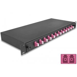 Delock 19″ Optical Fiber Splice Box 12 x LC Duplex OM4 1U complete assembled
