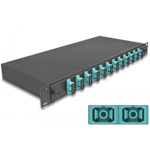 Delock 19″ Optical Fiber Splice Box 12 x SC Duplex OM3 1U complete assembled