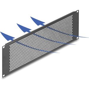 19 Inch Ventilatiepaneel - Zwart - 3U - Blindpaneel met Ventilatierooster