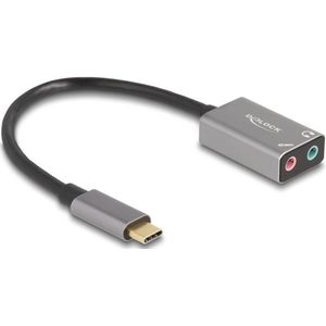 Delock - 67071 - Externe USB-Geluidskaart - Grijs - USB-C - 2 x 3,5 mm Aansluiting
