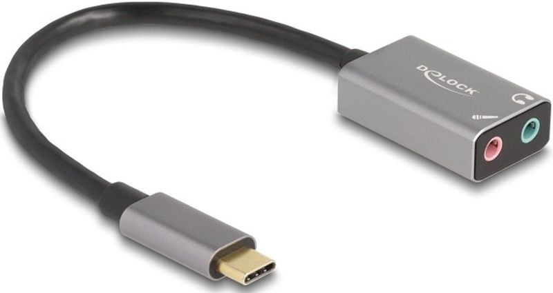 Delock - 67071 - Externe USB-Geluidskaart - Grijs - USB-C - 2 x 3,5 mm Aansluiting
