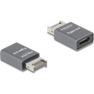 Delock Adapter USB 10 Gbps Typ-E Key A Stecker zu USB Type-C (USB Type-C, 1.80 cm), Data + Video Adapter, Grijs