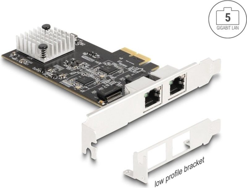 Delock - PCI Express x2 Kaart - 2 x RJ45 - 5 Gigabit - Zwart