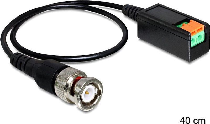 Delock - Kabel BNC Stekker - Terminalblock 2 Pin - 30 cm - Zwart