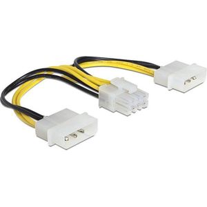 2x Molex (m) - EPS12V 8-pins (m) voedingskabel - 0,15 meter