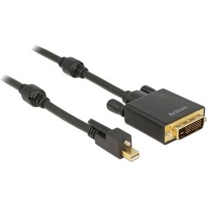 Premium Mini DisplayPort 1.2 naar DVI actieve kabel (4K 30 Hz) / zwart - 1 meter