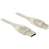 Delock - 83893 - USB Kabel - Transparant - 1,5 m, USB 2.0 Type-A naar Type-B, Gegevensoverdrachtsnelheid tot 480 Mb/s