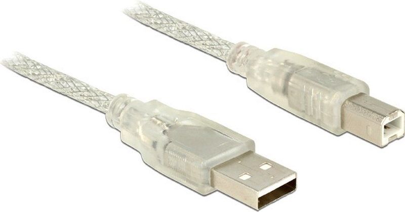 Delock - 83893 - USB Kabel - Transparant - 1,5 m, USB 2.0 Type-A naar Type-B, Gegevensoverdrachtsnelheid tot 480 Mb/s