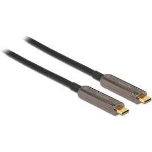 DeLOCK actieve optical fiber USB-C naar USB-C video kabel - 4K 60Hz HDR / zwart - 15 meter