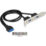 Delock - 84836 - Moederbordconnector - Zwart - 2x USB 3.0 extern, 19-pins header